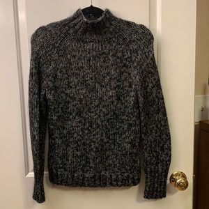 Express M mock turtle neck metallic silver and black sweater